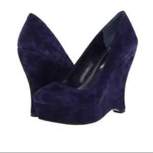 BCBGeneration Navy Blue Suede Wedge Heels